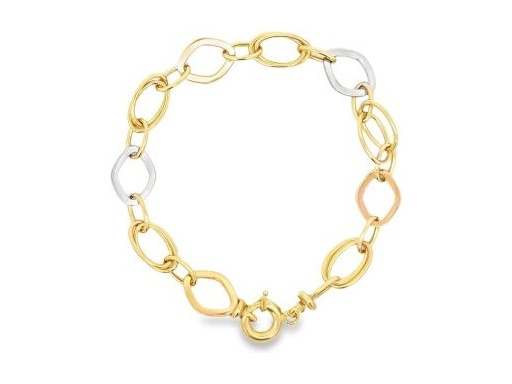 18K Two-Tone Gold Marquise Link Bracelet